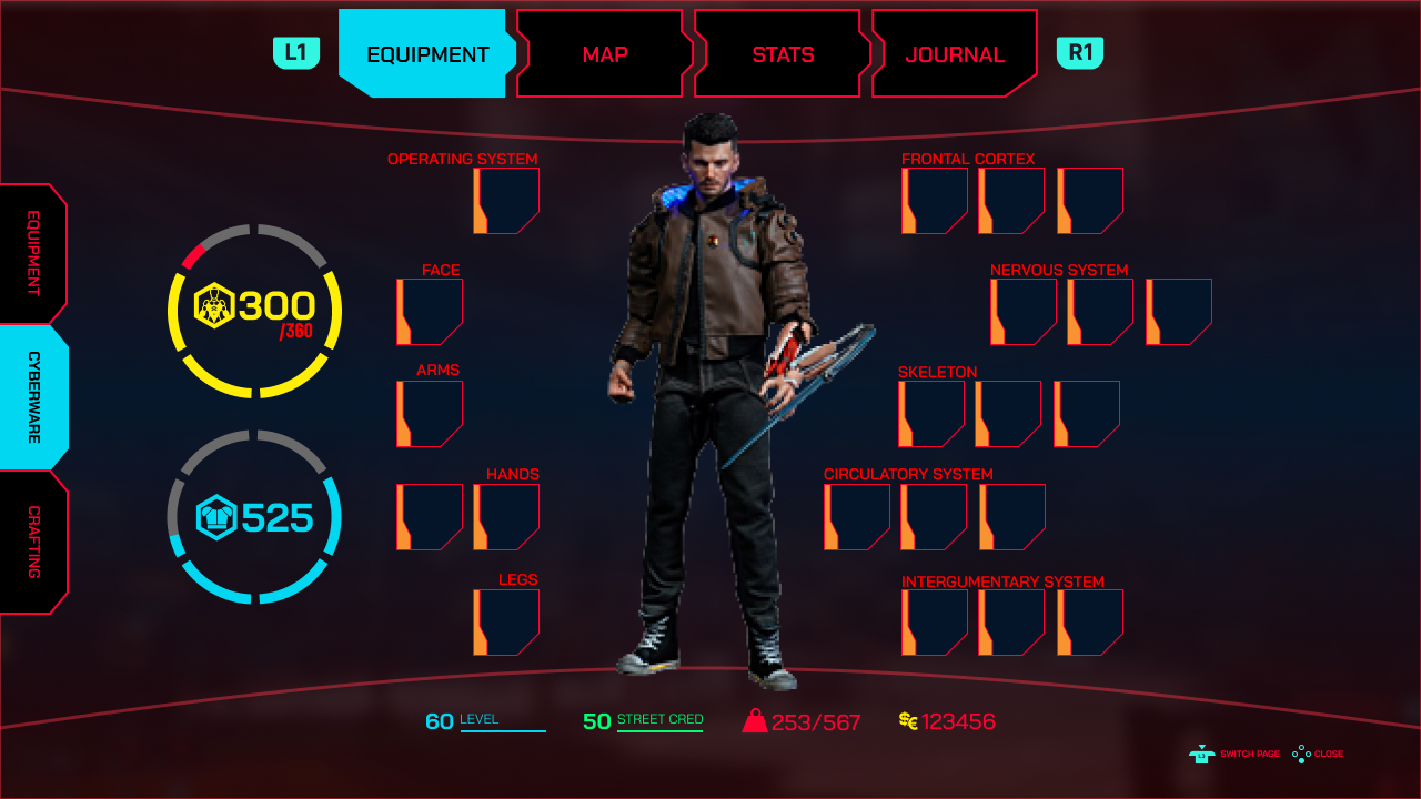 Player Menu — Cyberware